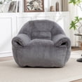 thumbnail image 2 of GARITIN Bean Bag Chair, Faux Fur with Shredded Foam Filling, 42.5 in L x 42.2 in W x 30.7 in H, Dark Gray, 2 of 11