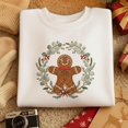 thumbnail image 2 of Embroidered Gingerbread Man Sweatshirt, Festive Holiday Hoodie, Christmas Decoration Outfit with Festive Flowers, Christmas Sweatshirt Gifts, 2 of 5
