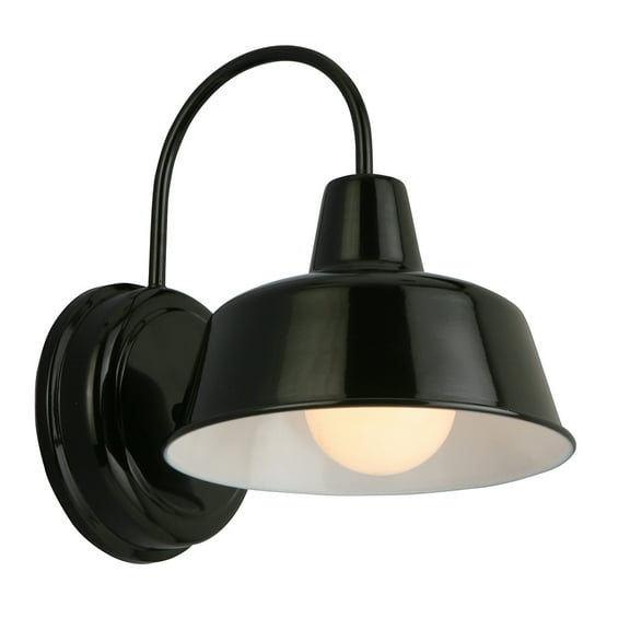 Design House Mason Industrial Barn Indoor/Outdoor Wall Mount Light with Metal Shade, Satin Black