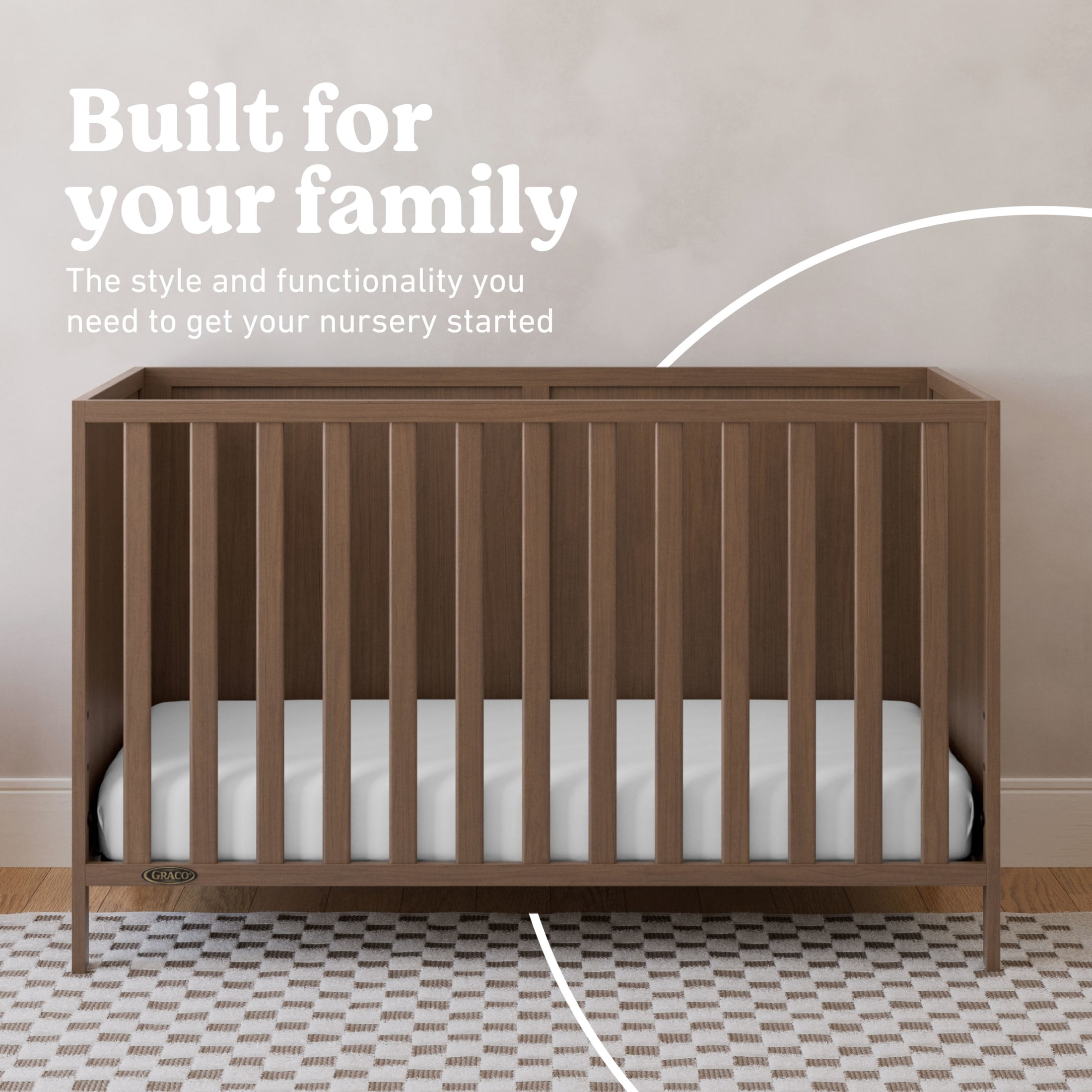 Graco Theo 3-in-1 Convertible Baby Crib, Hazelnut