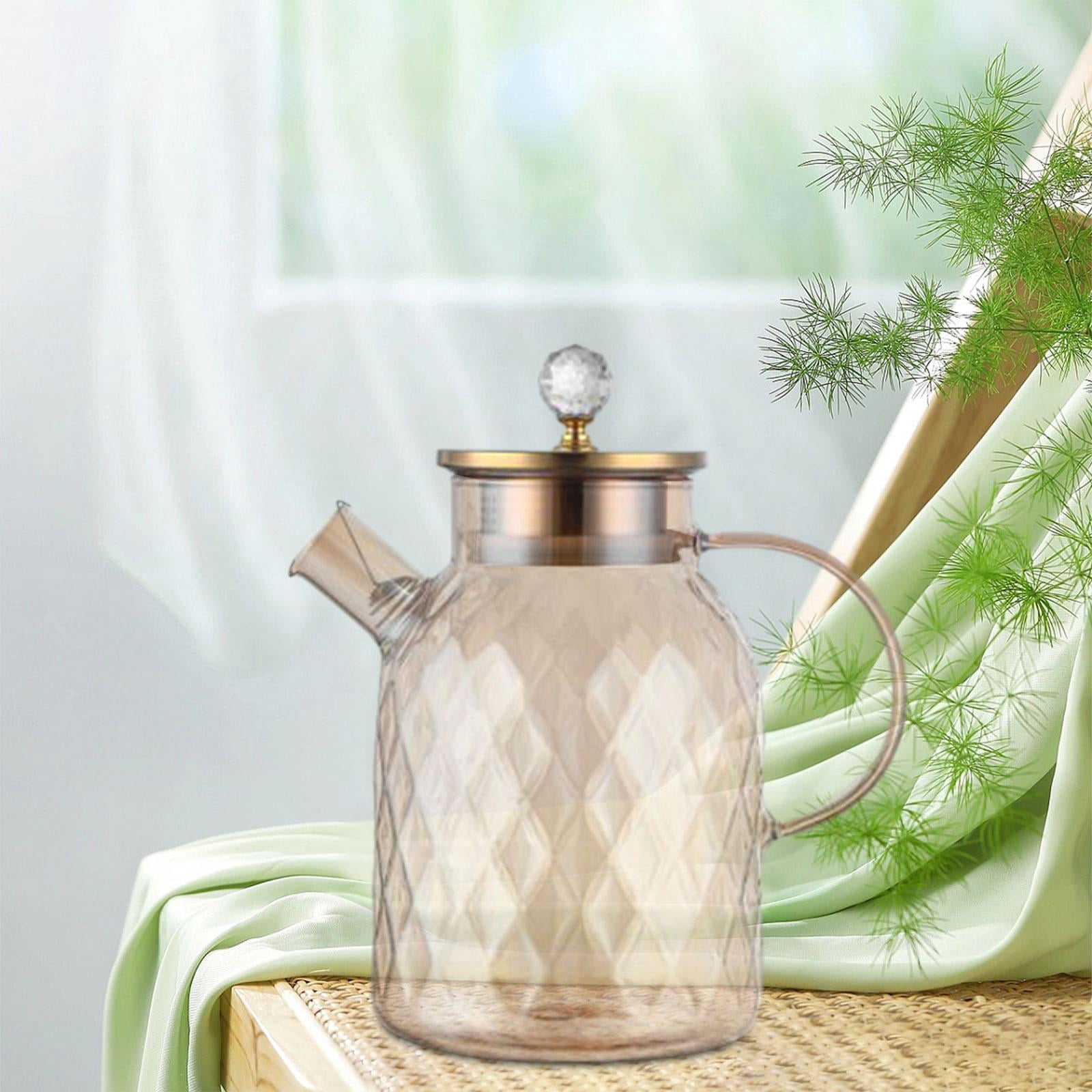 Fiocias Glass Pitcher Iced Tea Pitcher Lightweight Water Carafe Versatile Tea Pot Kettle 1.7L