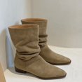 thumbnail image 1 of Botas cortas modernas plisadas de otoño occidental para mujer, zapatos de media pantorrilla, a la moda, con punta en pico, tacones bajos, para mujer, 2022 Gao Jinjia LED, 1 of 2