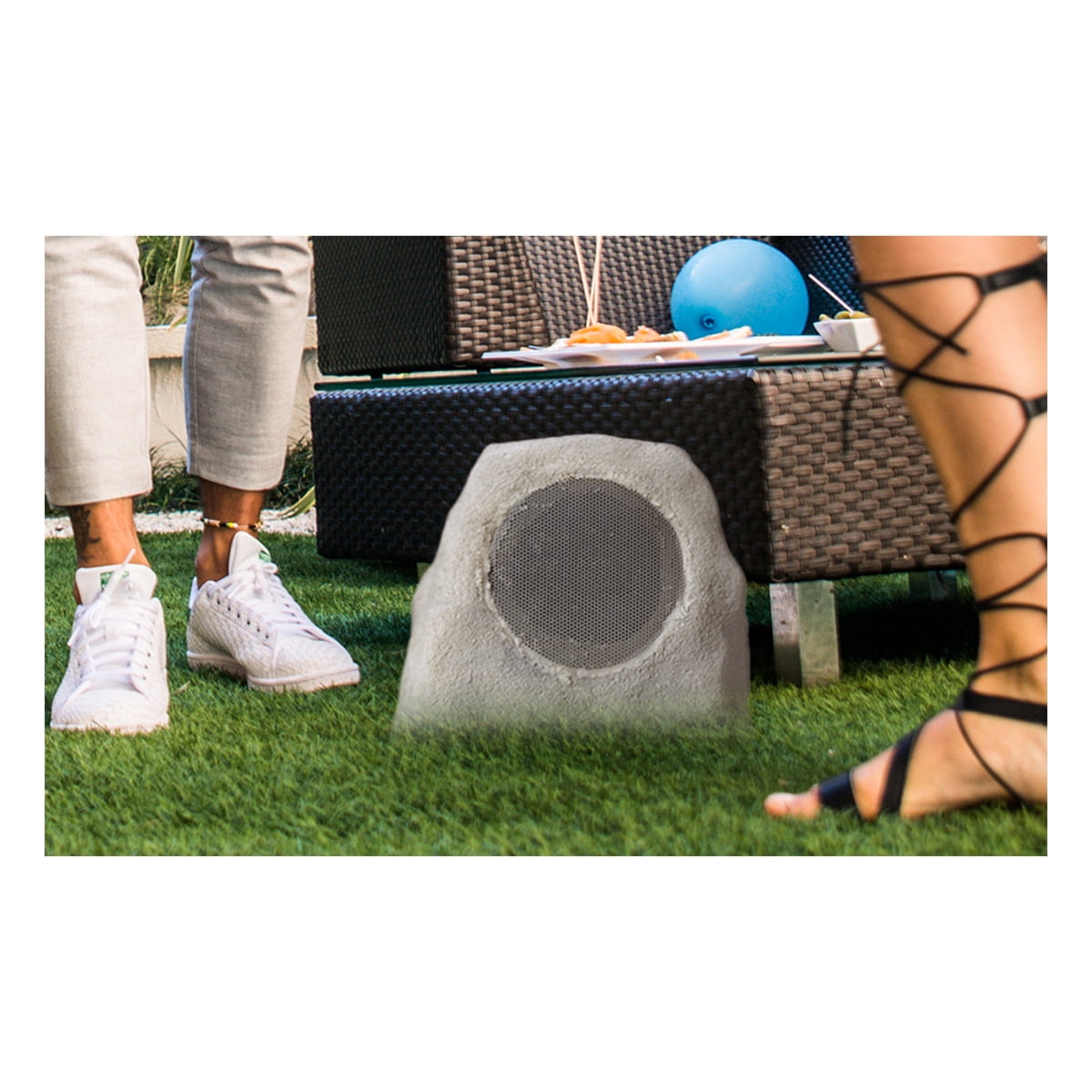 iHome Audio iHRK-500S-PR Solar Powered Rechargeable Bluetooth Outdoor Rock Speakers with TWS Linking - Pair (Gray Slate)