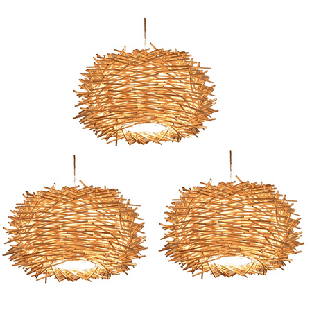 

3pcs 30CM LED Hand-Woven Rattan Lampshade Personalized Chandelier Corridor Living Room Cafe Shop Dining Room Lampshade