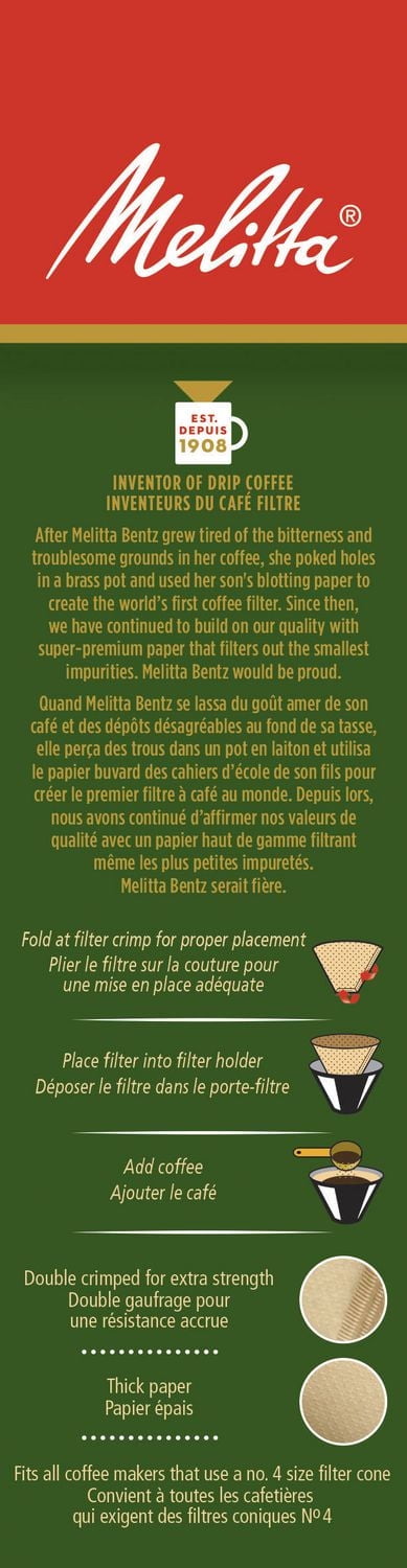 Filtres à café en bambou № 4 de Melitta Paq. de 80