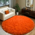 thumbnail image 6 of ZENELESS Shaggy Circular Rug,5x5ft Orange Ultra-Soft Plush Modern Round Fluffy Carpet,Soft Area Rugs for Living Room,Nursery Room,Bedroom, 6 of 8