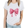 thumbnail image 3 of yillto Women's Bow Print T Shirt Short Sleeve Crew Neck Pullover 2025 Summer Casual Basic Tee Shirts, 3 of 3