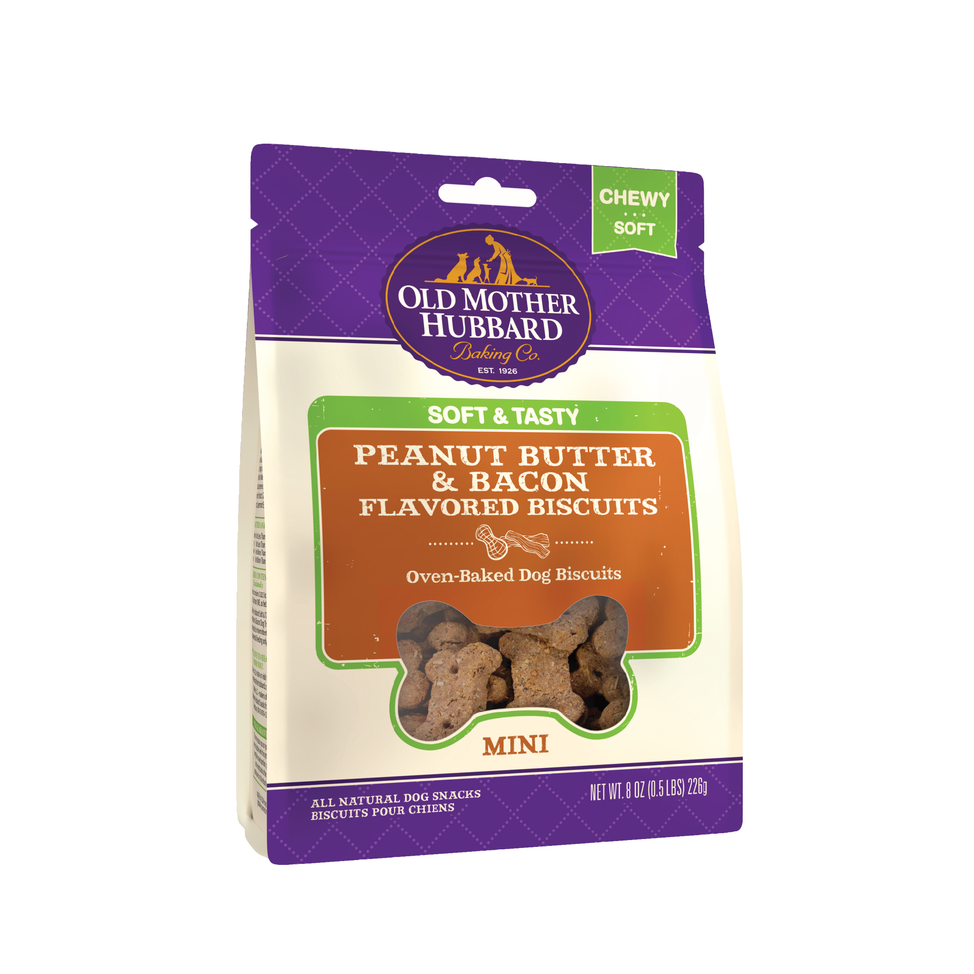 Old Mother Hubbard Soft & Tasty Dog Treats, Peanut Butter & Bacon, 8