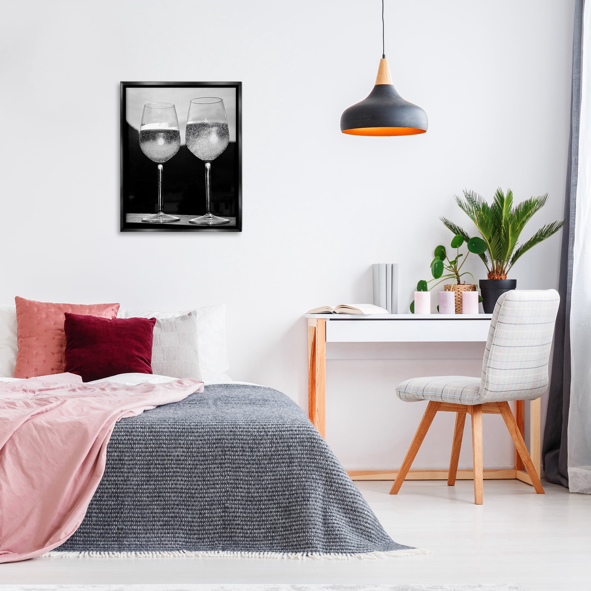 Stupell Industries Fizzy Champagne Glasses Food & Beverage Photography Black Floater Framed Canvas Art Print Wall Art, 25 x 31