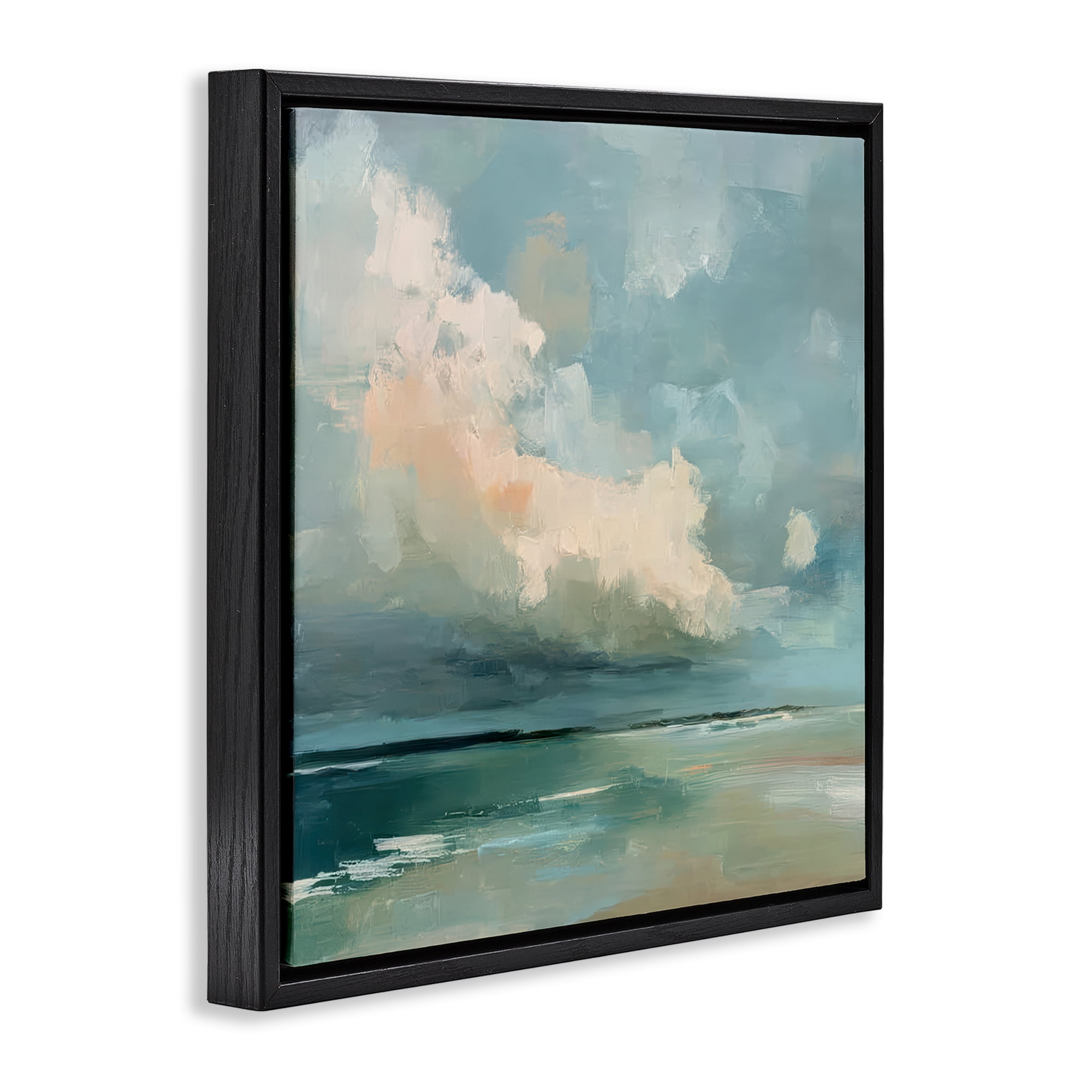 Stupell Industries Stormy Beach with Overhead Clouds Black Framed Floater Canvas Wall Art, design by Kim Curinga