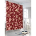 thumbnail image 3 of Christmas Snowflakes Long Shower Curtain Set, Waterproof Shower Curtains for Bathroom, Xmas Winter Watercolor Gold Red Washable Fabric Cloth Bath Curtain for Bathtub with Hooks 72x84 Inches, 3 of 6