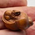 thumbnail image 2 of Carved Mouse in Snail Shell Boxwood Ojime/Netsuke Bead | 30.5x20x10mm | Brown | 1 Beads, 2 of 8