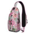 thumbnail image 1 of Watercolor Floral Pattern Sling Backpack with Artistic Botanical Design, Lightweight Durable Crossbody Daypack, Adjustable Strap, Multiple Compartments for Travel and Outdoor Use, 1 of 6