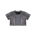 thumbnail image 3 of Zaldita Kids Hip Hop Dance Crop Tops Girls Boys Shiny Metallic Street Shirts Glitter Cropped T Shirt Black 13-14, 3 of 7
