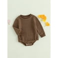 thumbnail image 3 of Cenuakty Baby Boys Autumn Casual Jumpsuit Infant Solid Color Long Sleeve Crew Neck Romper, 3 of 9