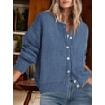 thumbnail image 4 of Gynyvoja Long Sleeve Crewneck Button Down Womens Sweaters Spring Open Front Chunky Cardigan for Women Blue L, 4 of 9