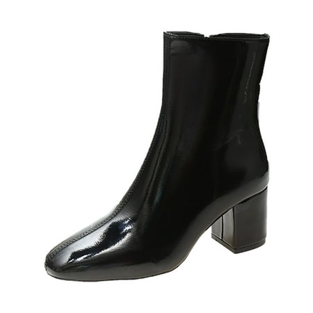 

Boots For Women Women s Boots Square Toe Chunky Heel High Heel Ankle Boots Women s Autumn And Winter Fashion Casual Boots Black