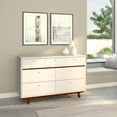 thumbnail image 5 of 56" Brown and White Solid Wood Seven Drawer Double Dresser, 5 of 7