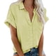 thumbnail image 1 of ¡Liquidación de ahorros de verano 2024! qucoqpe Camisas abotonadas para mujer, blusas de manga corta con cuello en V, túnicas casuales holgadas, blusas de color liso con bolsillos, 1 of 5
