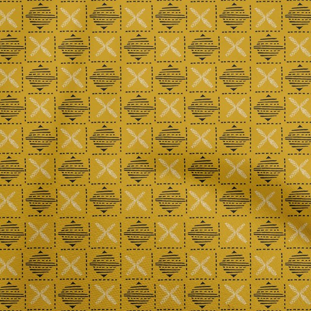 oneOone Cotton Poplin Yellow Fabric Block Craft Projects Decor Fabric Printed By The Yard 56 Inch Wide-WA
