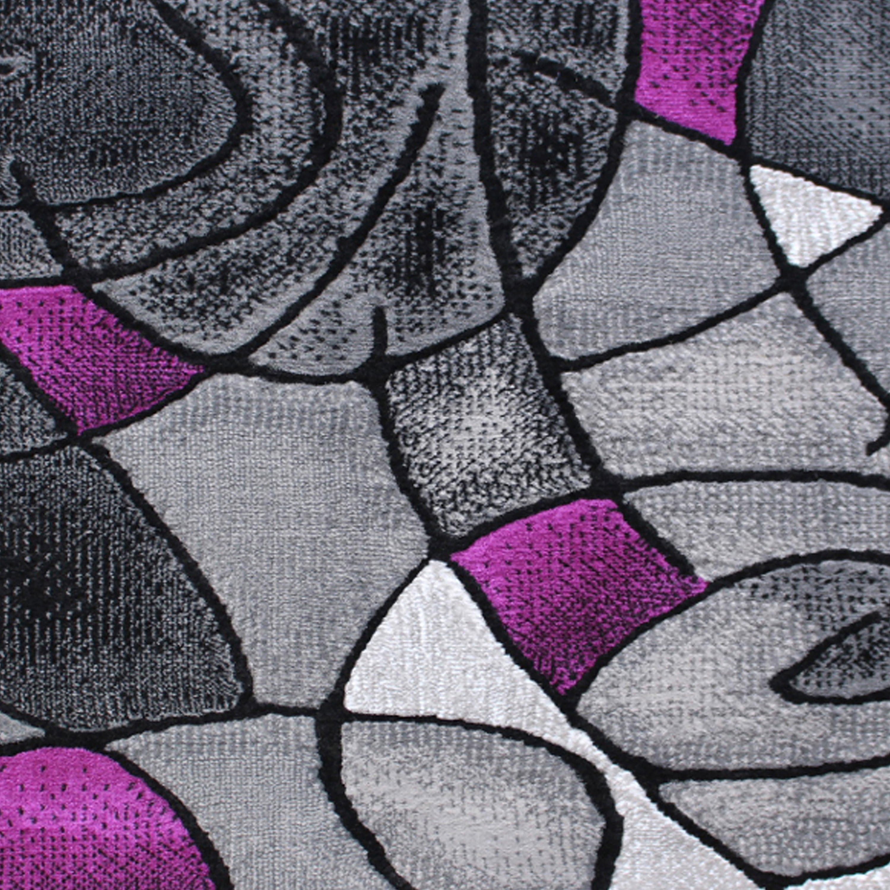 Flash Furniture Jubilee Rectangular Contemporary Black, Grey, Purple Area Rug, 2' x 3'