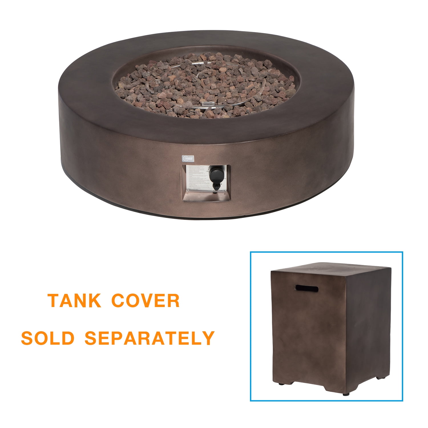 VENTOPYR Outdoor Propane Fire Pit Coffee Table with Bronze Round Base Patio Heater