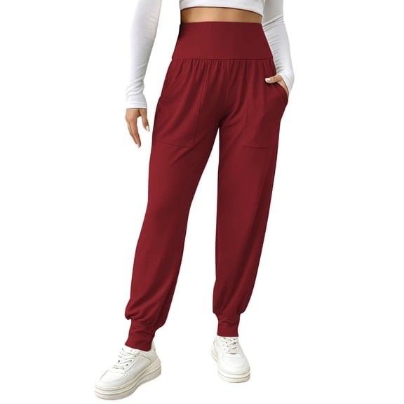 Byworldtasic Women's Plus Size Stretch Loose Jogger Sweatpants High Waist Soft Lounge Trousers with Pockets