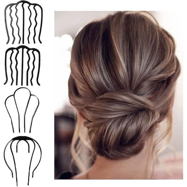 Hair Clip Hairpin Bun Chignon Pin Hair Fork French Hair Pins 4 Prong Hair Stick Bun Hair Holder Accessories for Women and Girls