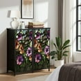thumbnail image 6 of Dresser for Bedroom with 4 Storage Drawers Floral Vine Stained Glass Panel Decor Dressers Chest of Drawers Steel Framed Fabric Closet Organizers for Entryway, 6 of 7