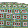 thumbnail image 3 of Ethnic Pouf Cover with Zipper, Boho Geometric Squares of Inner Fractal Flowers Retro Poly Art Print, Soft Decorative Fabric Unstuffed Case, 30" W X 17.3" L, Olive Green and Multicolor, by Ambesonne, 3 of 5