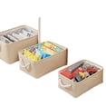 thumbnail image 2 of Cesta de almacenamiento plegable portátil de lino y algodón, caja de almacenamiento de tela para cosméticos, cesta de almacenamiento a prueba de polvo, 2 of 5