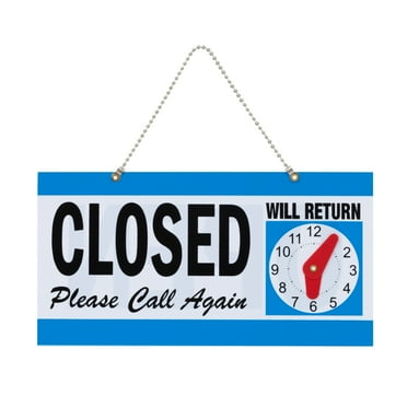 Pen+Gear Reversible Open & Closed Sign, 5.9 x 11.4 in, Durable PP Material, Customizable Clock
