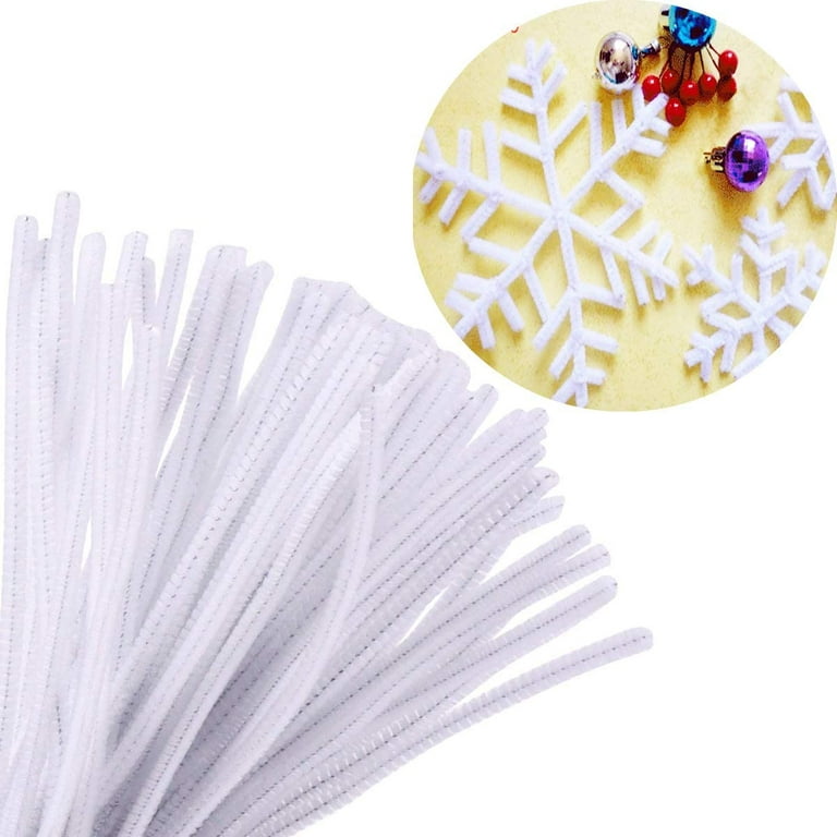 Menkey 400pcs White Pipe Cleaners Craft, Long Chenille Stems Bulk for DIY (6mm x 12 inch)