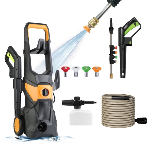 4200 PSI Electric Pressure Washer, 1.85 GPM, 1800W Portable Car Cleaner with Spray Gun, 4 Nozzles, Foam Cannon, and Holder