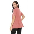 thumbnail image 4 of Women's Casual Solid Short Sleeve Basic Open Draped Front Cardigan Office Wear, 4 of 6