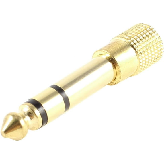 6.5mm Male Adapter to 3.5mm Stereo Jack Audio Connector Gold Tone for Microphone