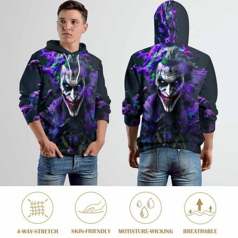 Joker Hoodies for Men Women, Unisex Hooded Sweatshirt, Oversized