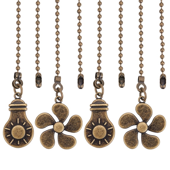 2 Set 4PCS Ceiling Fan Beaded Ball Pull Chain Four-Leaf Clover Extension Chains Extender