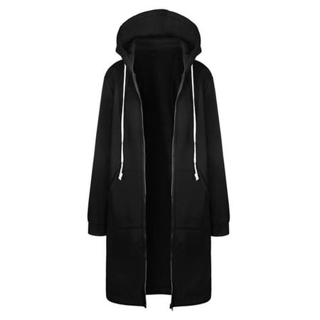Women Winter Plus Size Long Hoodie Coat Warm Hooded Jacket Zip Parka Overcoats
