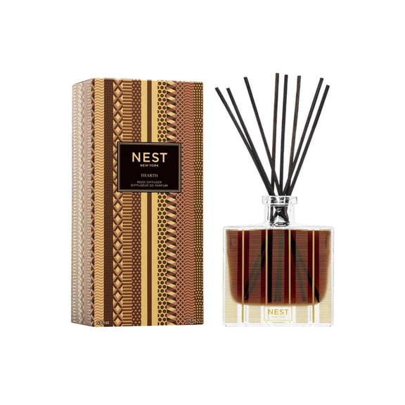 NEST New York Hearth Reed Diffuser with Reeds, Flame Free, 5.9 fl oz