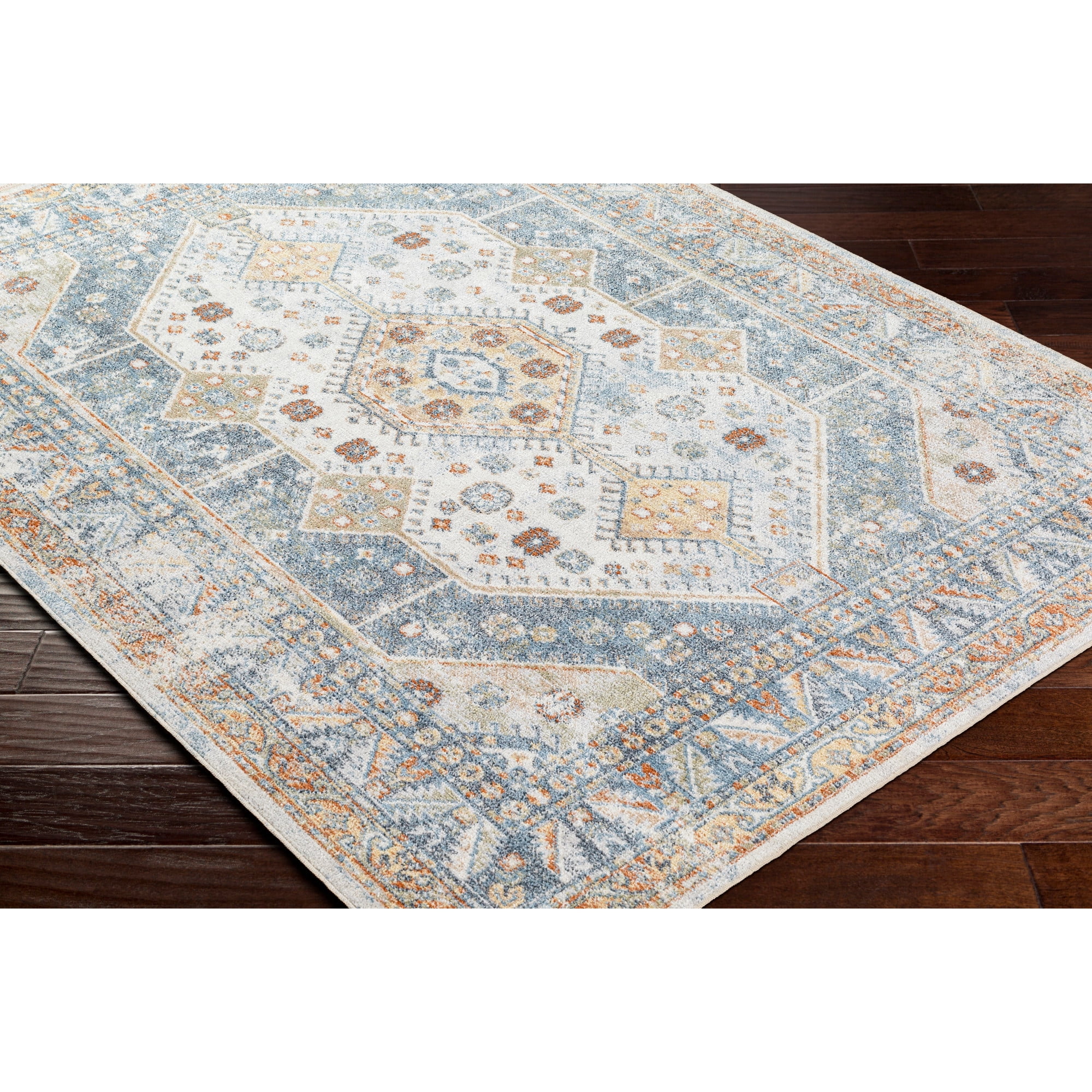 Artistic Weavers  Sky Blue/Beige 9' x 12'  Machine Washable Rectangle Area Rug