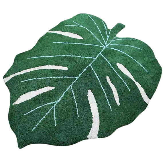TNOBHG Smooth Seamed Edge Carpet Leaf Green Area Rug Non-slip Soft Bathroom Mat Microfiber Bath Rug Machine Washable Door Carpet for Room Bedroom Study