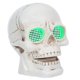 thumbnail image 2 of Skull Head with LED Light Up Glowing Eyes Resin Human Skull Sculpture Night Light Horror Party Decoration for Halloween Party, 2 of 3