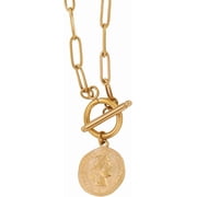 Gold Large Coin Necklace for Women,Trendy Medallion Pendant Necklace Short Chain Choker Necklace