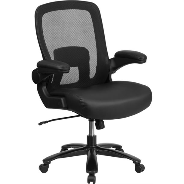 Flash Furniture HERCULES Series Big & Tall 500 lb. Rated Black  Mesh/LeatherSoft Executive Ergonomic Office Chair with Adjustable Lumbar