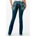 thumbnail image 3 of Grace In La Women's Dark Wash Mid Rise Floral Pocket Bootcut Stretch Denim Jeans - EB-51825 28W x 34L, 3 of 3
