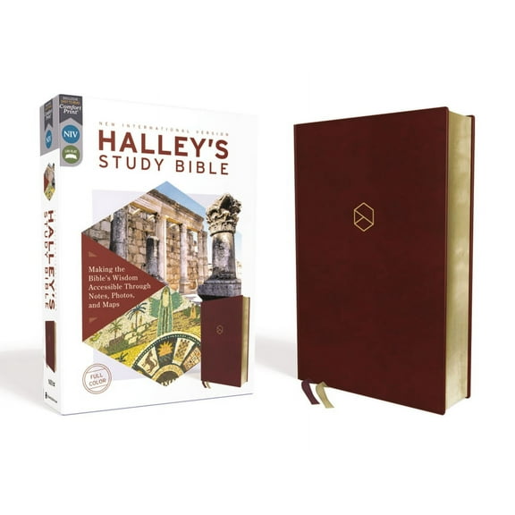Niv, Halley's Study Bible, Leathersoft, Burgundy, Red Letter Edition, Comfort Print: Making the Bible's Wisdom, (Hardcover)