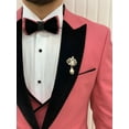 thumbnail image 2 of GENT WITH Men’s Pink 3 Piece Slim Fit Velvet Peak Lapel Tuxedo, Italian Designed Coat Pants, Wedding Groom Party Wear Suit, 2 of 5