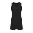 thumbnail image 5 of Rciityk V Neck Sleeveless Dresses for Women Summer Beach Vacation Sundress Solid Color Casual Loose Tank Mini Dresses, Black S, 5 of 5