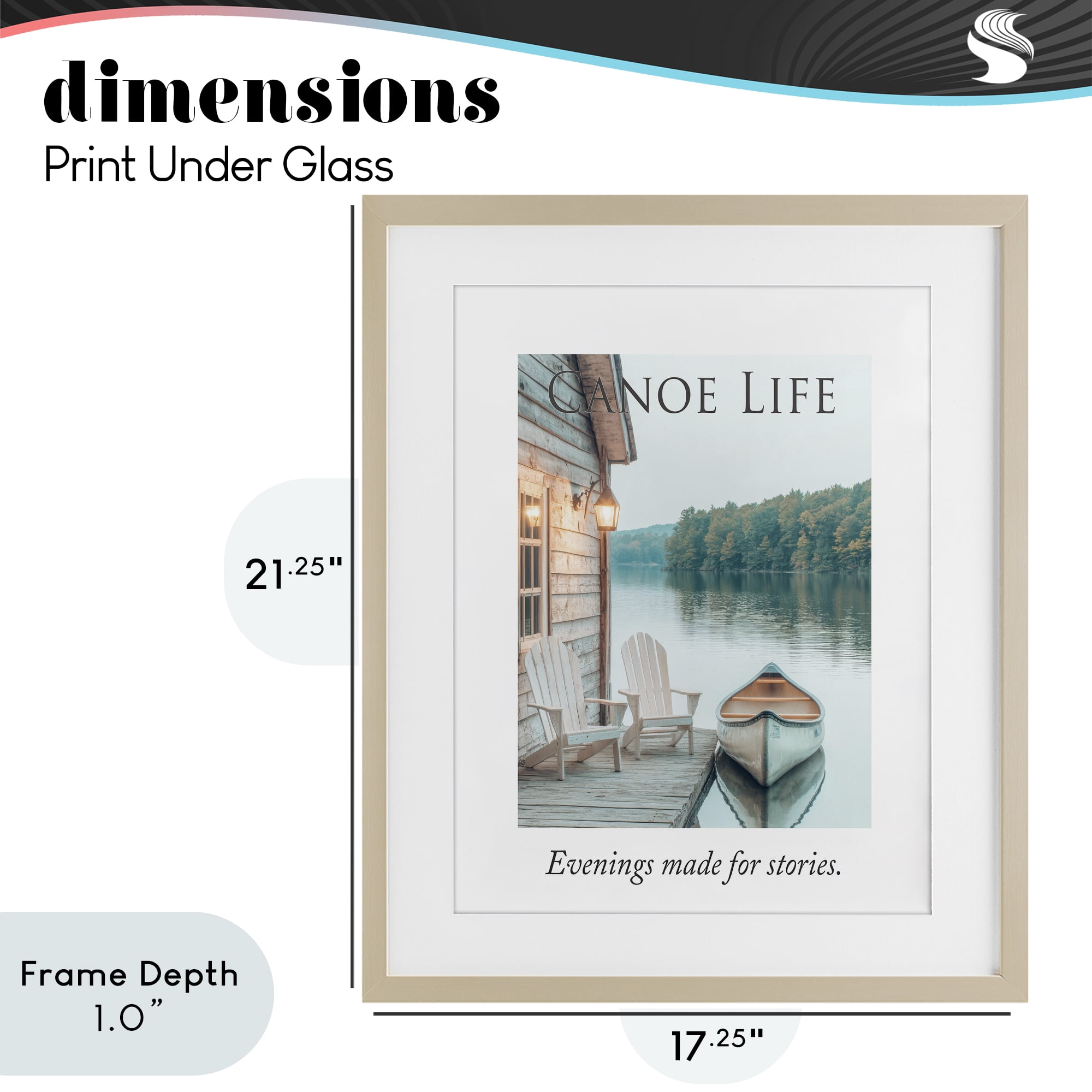 Stupell Industries Canoe Life Quote Birch Framed Print Under Glass, design by A Barefoot Stylist